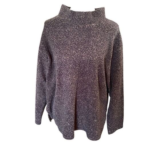 Coldwater Creek Dark Chocolate Brown Speckled Mock Collar Pullover Sweater Size - Picture 6 of 9